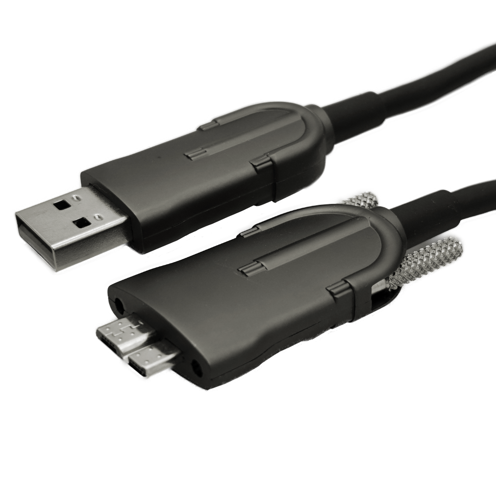 SurfThing USB3 Fiber Optic Micro-B Long Distance Camera Cables (15M, 20M, 30M)